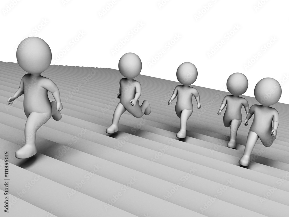 Aufkleber characters health indicates get fit and ascend 3d rendering
