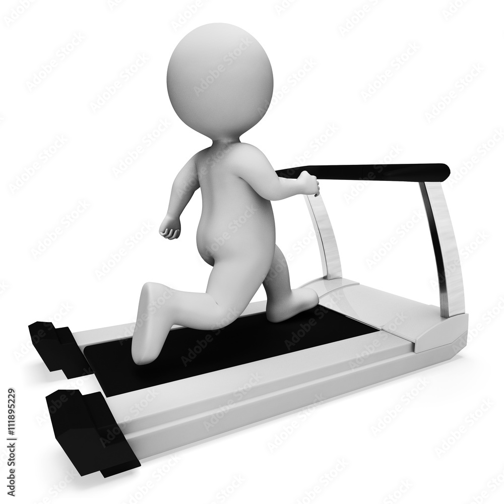 Poster character exercise represents getting fit and exercised 3d rende