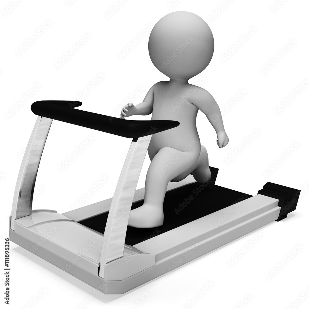 Aufkleber character running represents get fit and exercise 3d rendering
