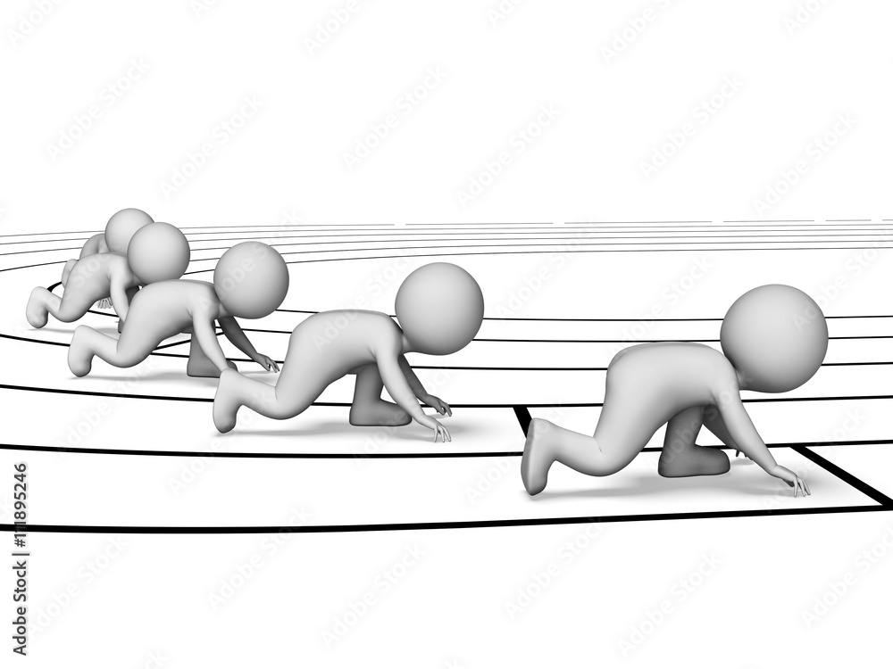 Poster athletics running represents race jog and racing 3d rendering