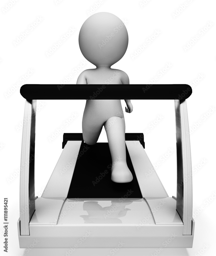 Aufkleber gym running shows getting fit and exercised 3d rendering