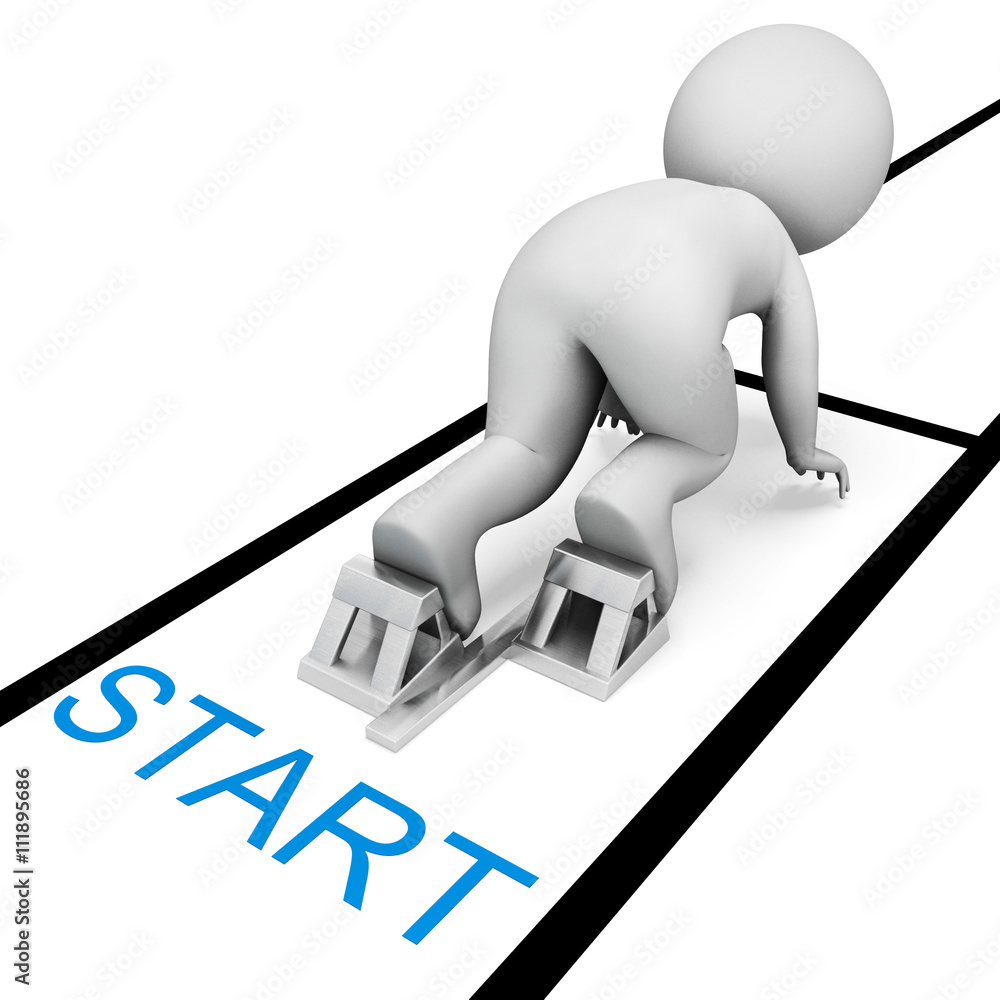 Aufkleber start athletics means act now and active 3d rendering