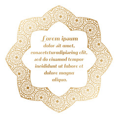 Round frame gold color. Border of baroque curls.