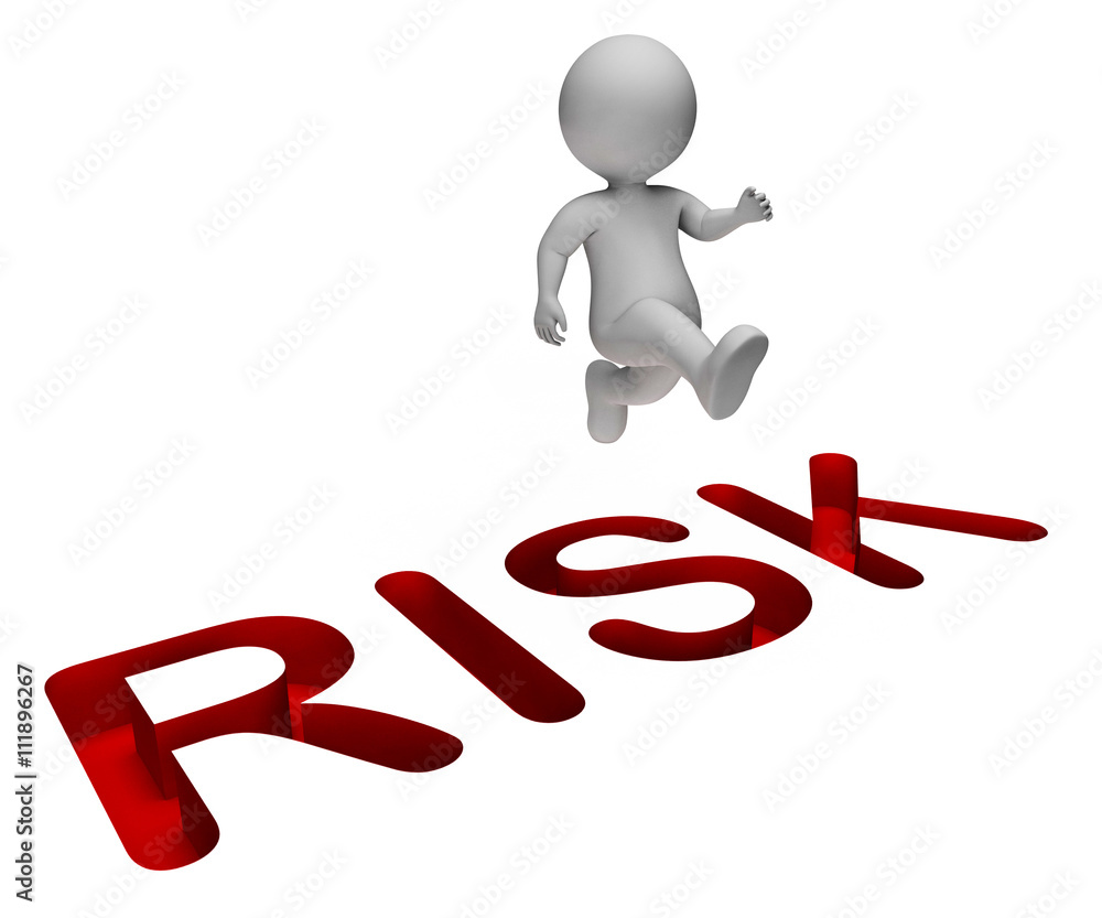 Poster overcome risk indicates hard times and beware 3d rendering