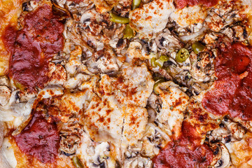 Obraz na płótnie Canvas Closeup of hot pizza.