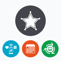 Star Sheriff sign icon. Police button.