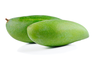 green mango on white background