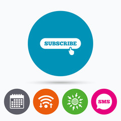 Subscribe with hand pointer icon. Membership