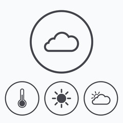 Weather icons. Cloud and sun. Temperature symbol