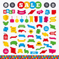 Sale speech bubble icon. Big sale shopping bag.