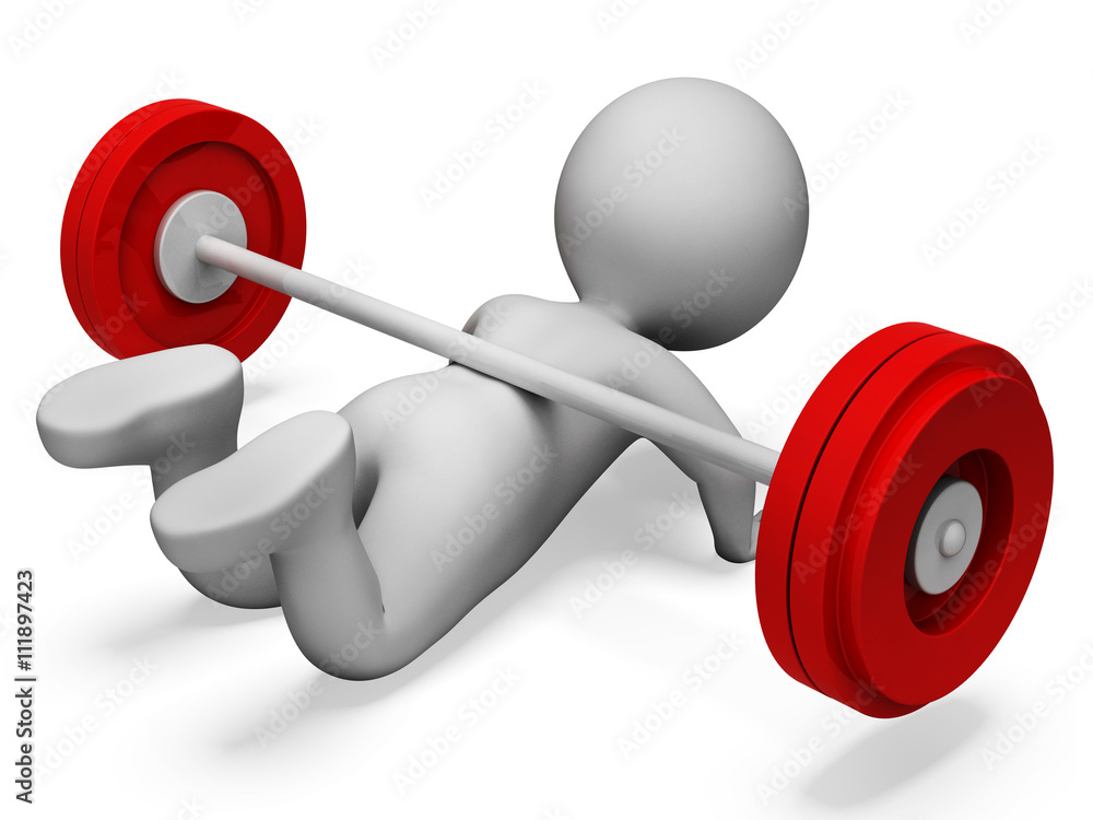 Aufkleber gym weak shows physical activity and complication 3d rendering