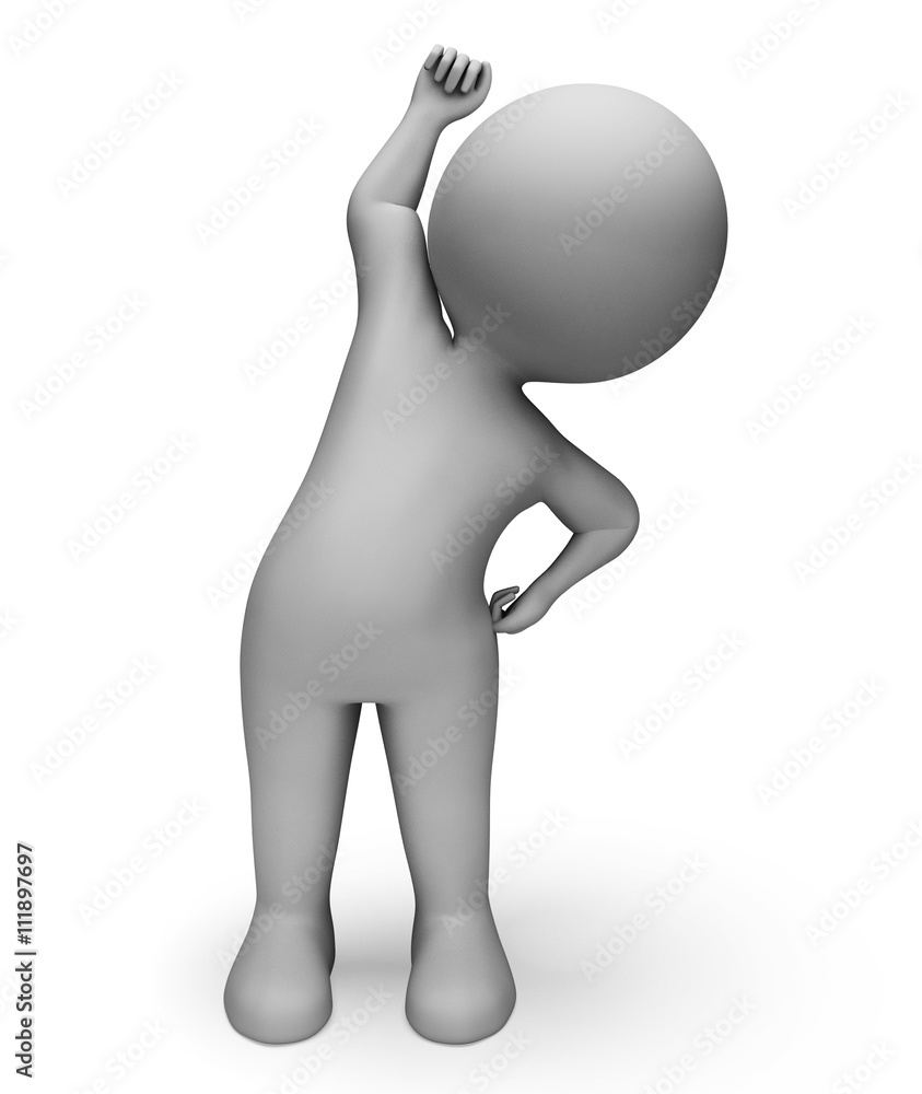 Aufkleber warm up means getting fit and exercises 3d rendering