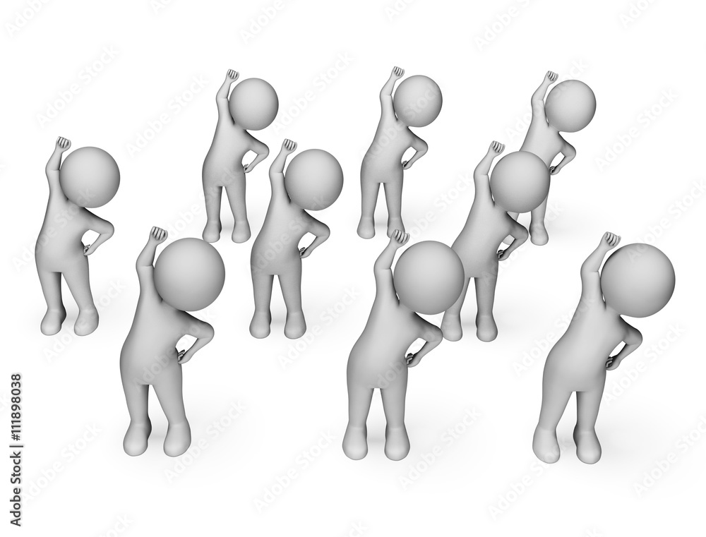 Poster exercise characters means getting fit and exercises 3d rendering