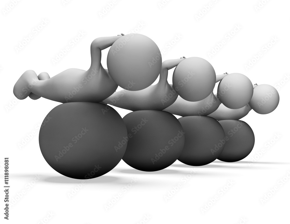 Aufkleber exercise ball means physical activity and exercised 3d rendering