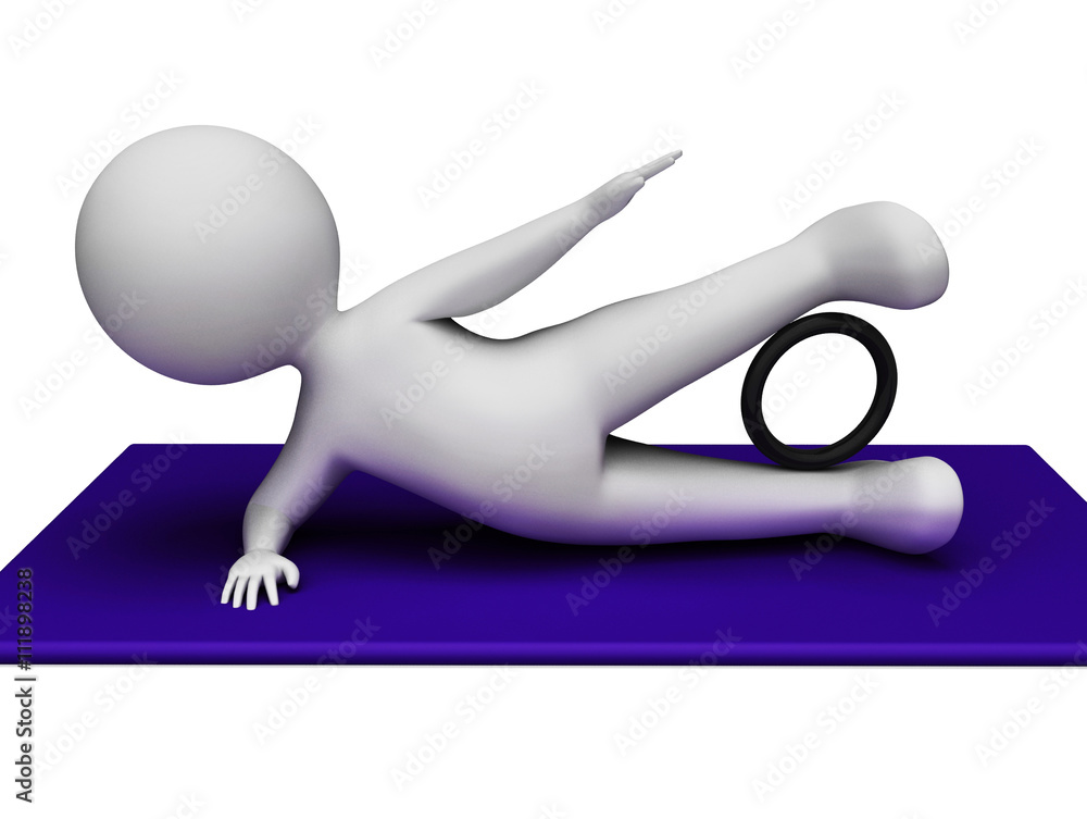Aufkleber character gym indicates get fit and exercises 3d rendering