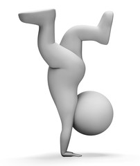 Character Handstand Indicates Getting Fit And Acrobat 3d Renderi