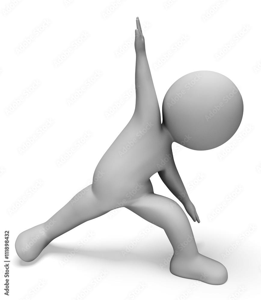 Aufkleber warm up represents working out and character 3d rendering