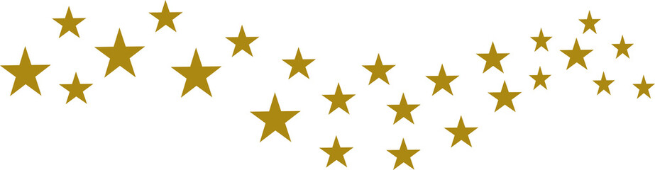 Big set of golden stars in wave shape