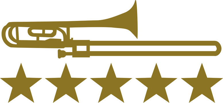 Trombone with five golden stars