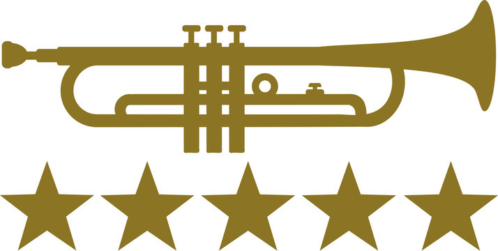 Trumpet with five golden stars