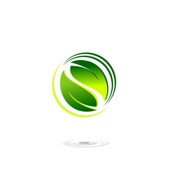 logo leaf green natural recycling icon