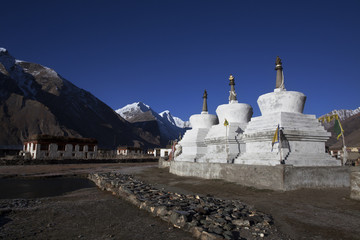 Holy Stupa of Buddist religion in  Zanskar valley in Ladakh,India