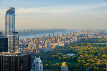 View of Central Park and Northern Manhattan Island from up on hi
