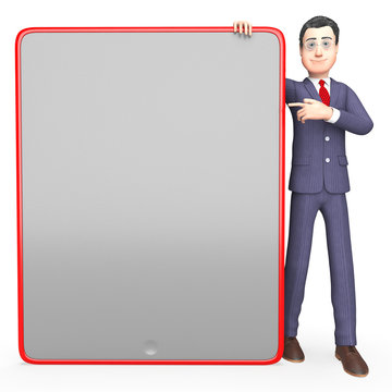 Businessman Blank Means Text Space And Board 3d Rendering