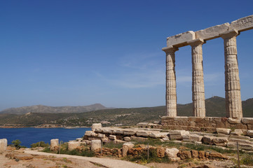 Fototapeta na wymiar Temple of Poseidon at Cape Sounion near Athens, Greece.