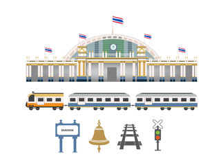 railway station in thailand illustration