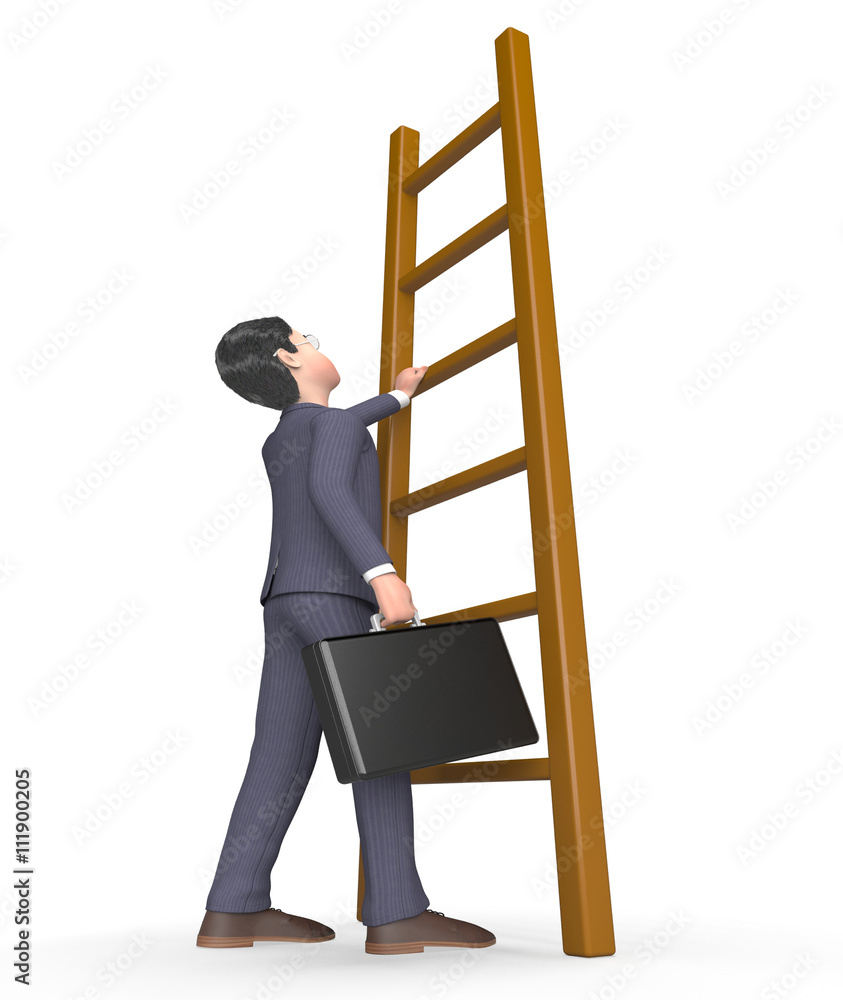 Poster climb character means hard times and advance 3d rendering