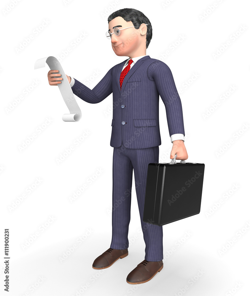 Poster receipt character shows to do list and bill 3d rendering