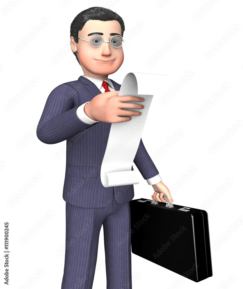Poster character checklist represents to do and bills 3d rendering