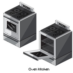 isometric oven kitchen