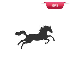 running horse silhouette, icon,  vector illustration