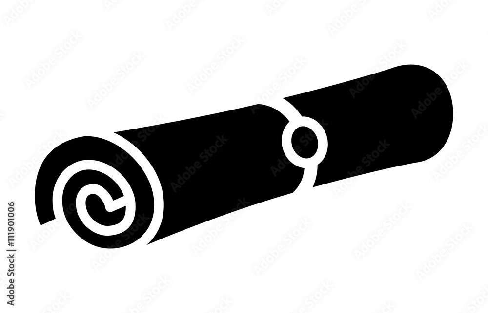 Poster magic spell scroll or rolled up document message flat icon for games and websites