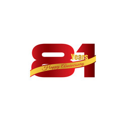 81 happy anniversary red golden ribbon