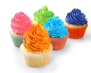 Birthday cupcakes isolated on white
