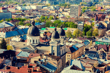 Panoramic view of Lviv city, Ukraine, Europe