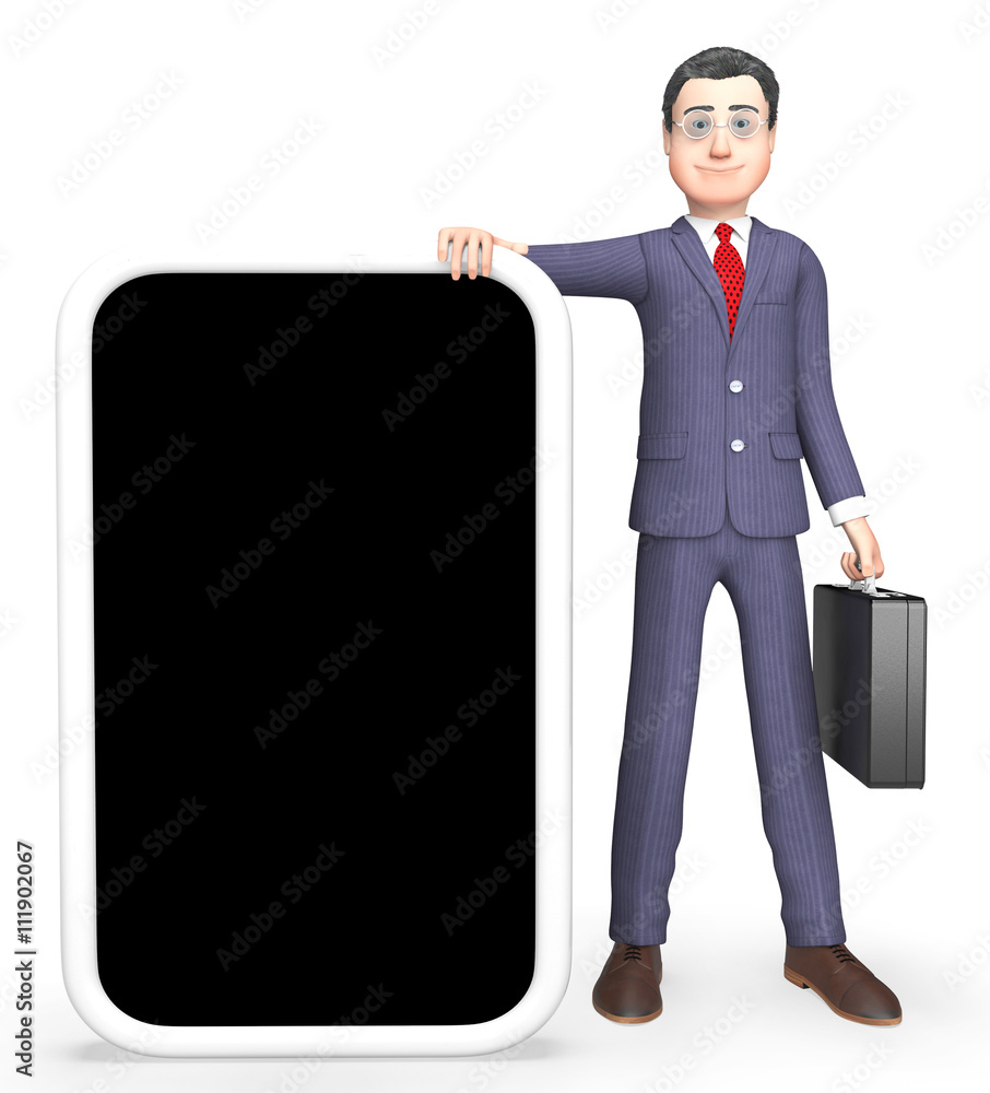 Poster character online indicates world wide web and blank 3d rendering