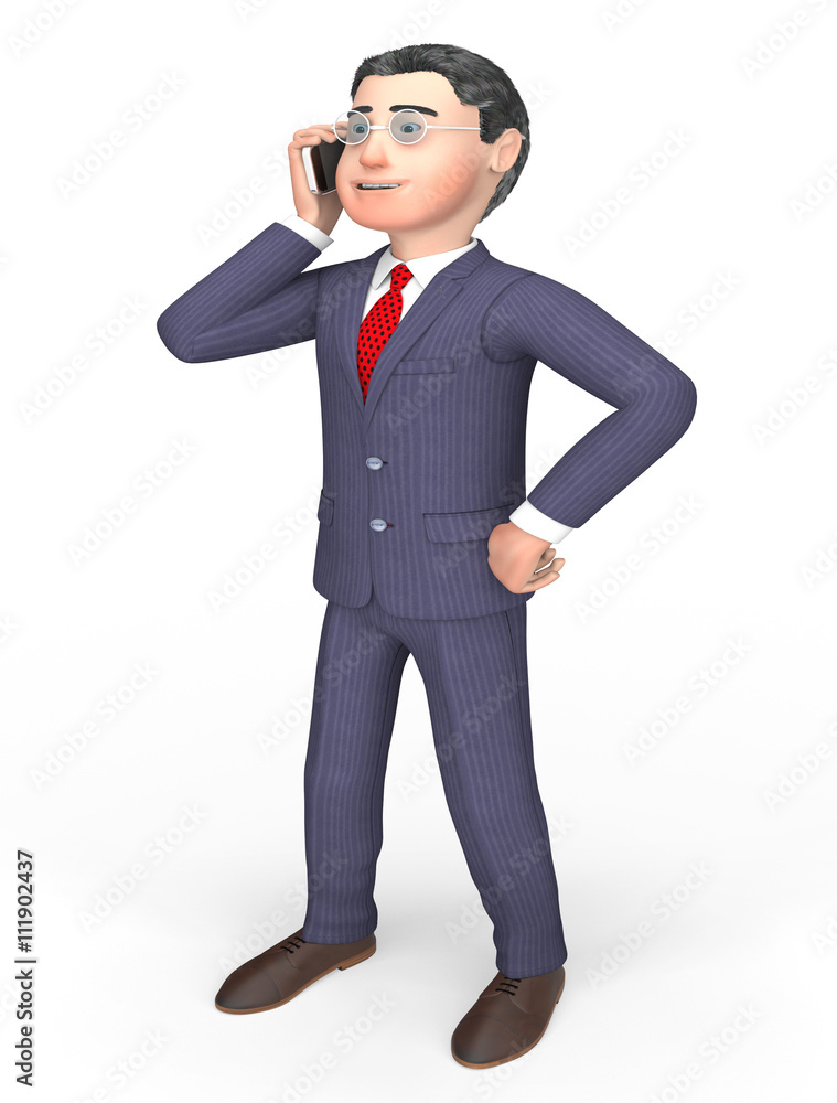 Poster smartphone businessman means call now and calling 3d rendering