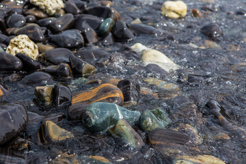 black stones beach island in Tarutao National Park,Thailand