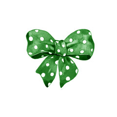 Watercolor satin green bow polka dot