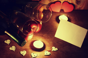 Valentine's Day candles wine