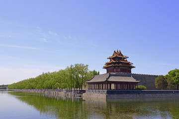 Fototapeta na wymiar The imperial palace watchtower, in Beijing, China