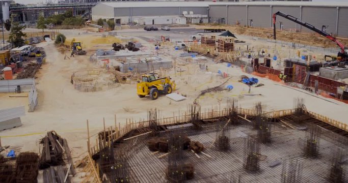 Aerial footage of a large scale construction project