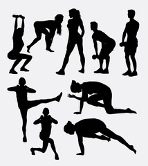 Male and female pilates sport exercise healthy silhouette. Good use for symbol, web icon, mascot, logo, sticker design, sign, or any design you want. Easy to use.