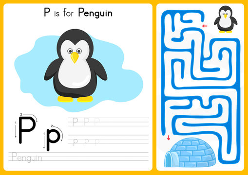 Alphabet A-Z Tracing and puzzle Worksheet,  Exercises for kids - illustration and vector - A4 paper ready to print