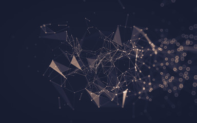 Abstract polygonal space low poly dark background, 3d rendering