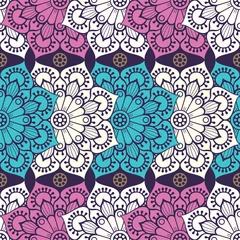 Gardinen Ethnic floral seamless pattern © visnezh